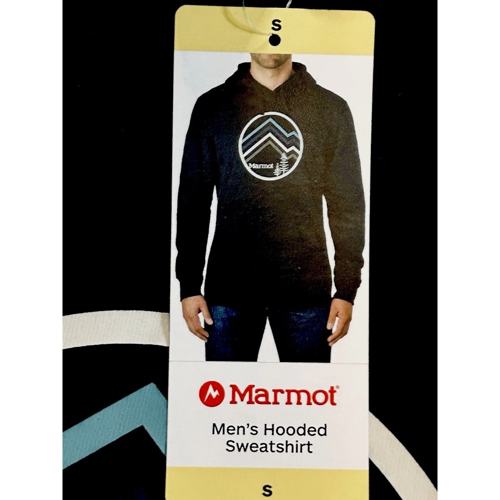 Marmot For Life NEW Men's Small Hoodie Mountain Graphic Black Hooded Sweatshirt